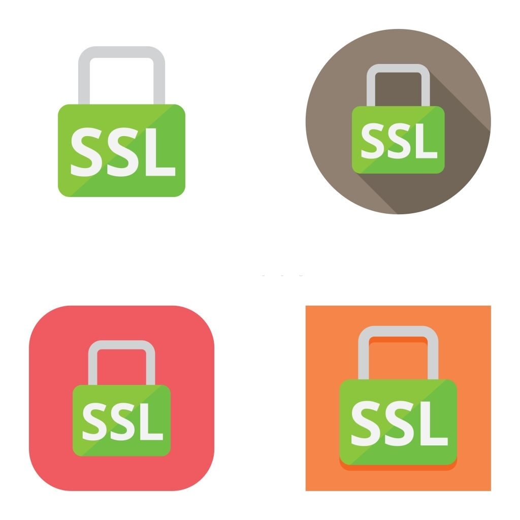 Simple, vector SSL padlock icons over different backgrounds