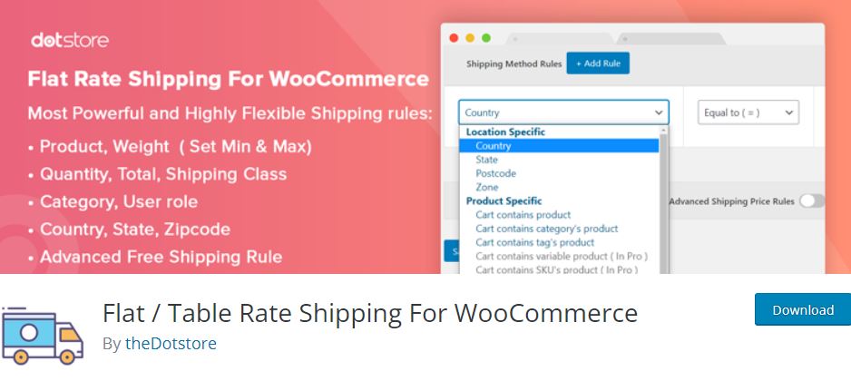 Flat / Table Rate Shipping For WooCommerce