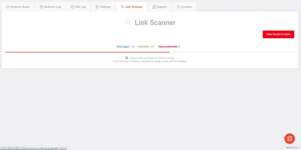 WP 301 Redirects link scanner