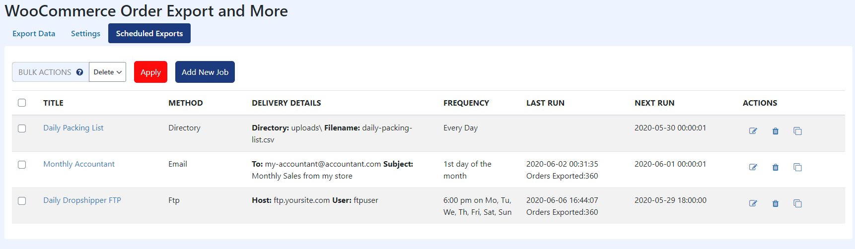 WooCommerce Export Orders Scheduled Exports