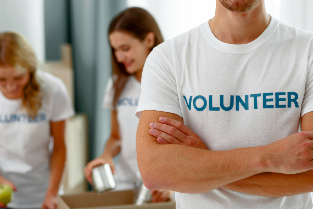 Volunteers at Work Preparing Donations